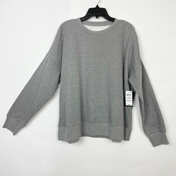 Ideology Womens Fleece Sweatshirt XL Grey Heather Crew Neck Pullover NWT - Picture 2 of 5